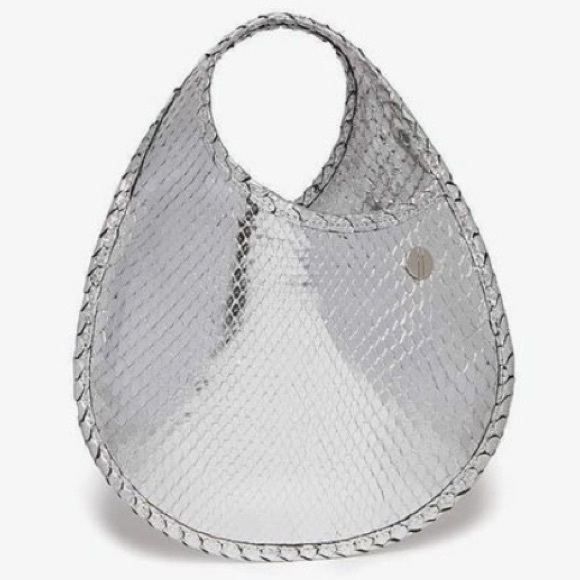 Hayward Handbags - HAYWARD | Silver Python Mini Tear Drop Bag